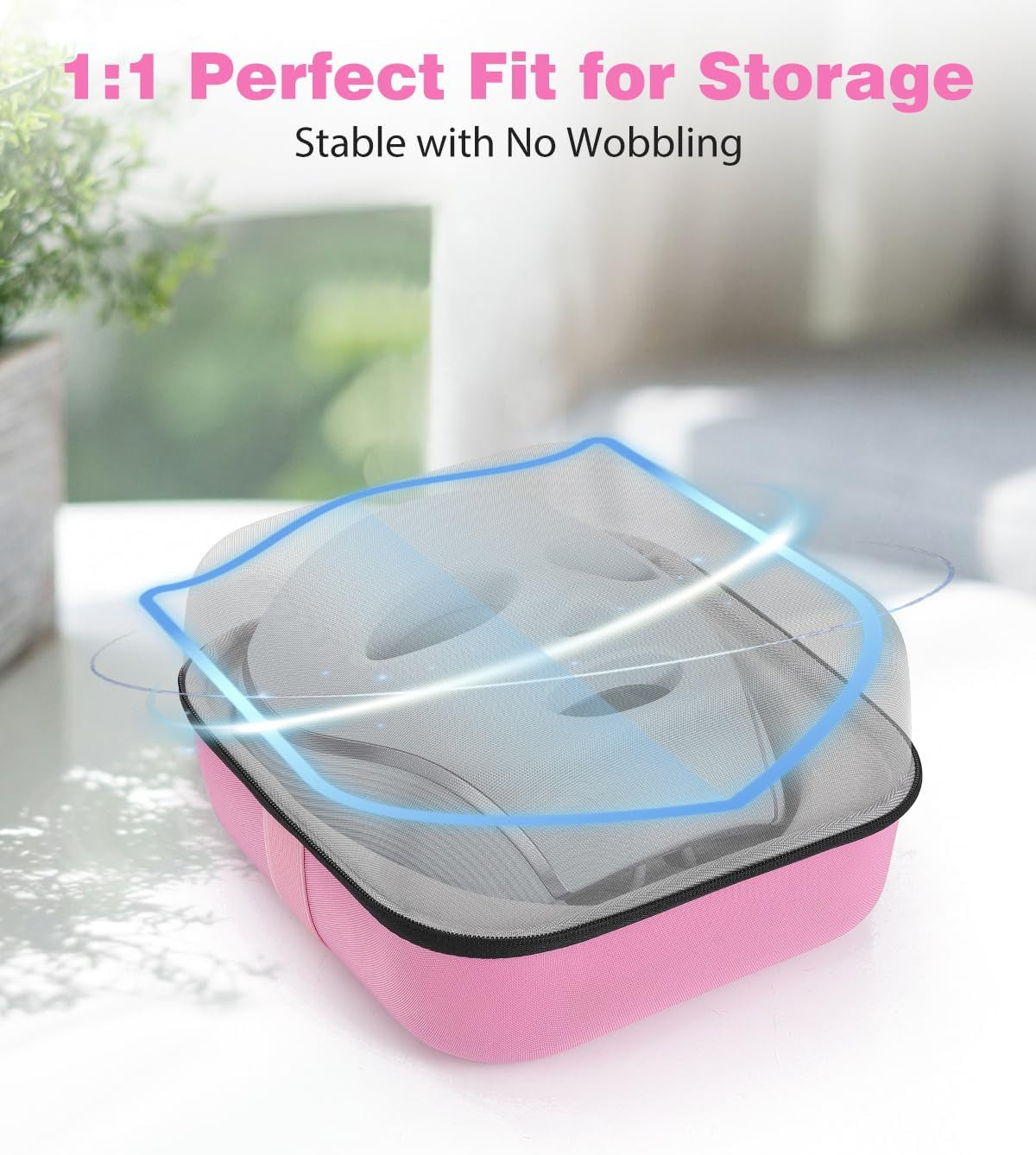 Face Mask Case Compatible with Shark Cryoglow LED Face Mask, Hard Shell Protective & Shock-Absorbing Fleece Lining EVA with Handle for Secure Storage, Travel Carrying (Pink)